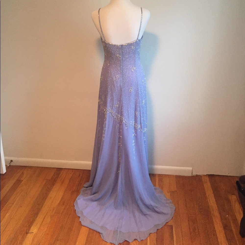 Women’s blue beaded formal gown SZ 8 - Picture 2 of 5